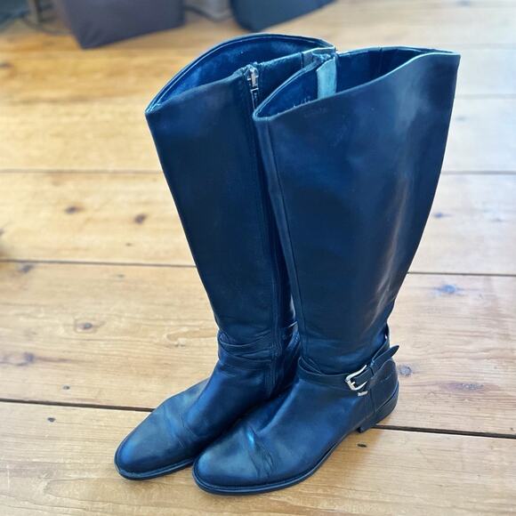 Geox Black Leather Knee-High Boots Size 39 (US 8) - Picture 10 of 13